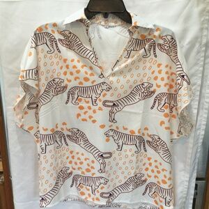 Purple and Orange Tigers Game Day Blouse, Size Small